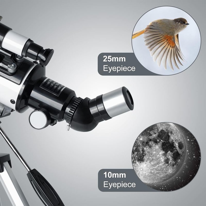 HEXEUM Telescope for Kids & Adults - 70mm Aperture 500mm AZ Mount Fully Multi-Coated Optics Astronomical refracting Portable Telescopes, with Tripod Phone Adapter, Carrying Bag, Remote Control White - Image 3